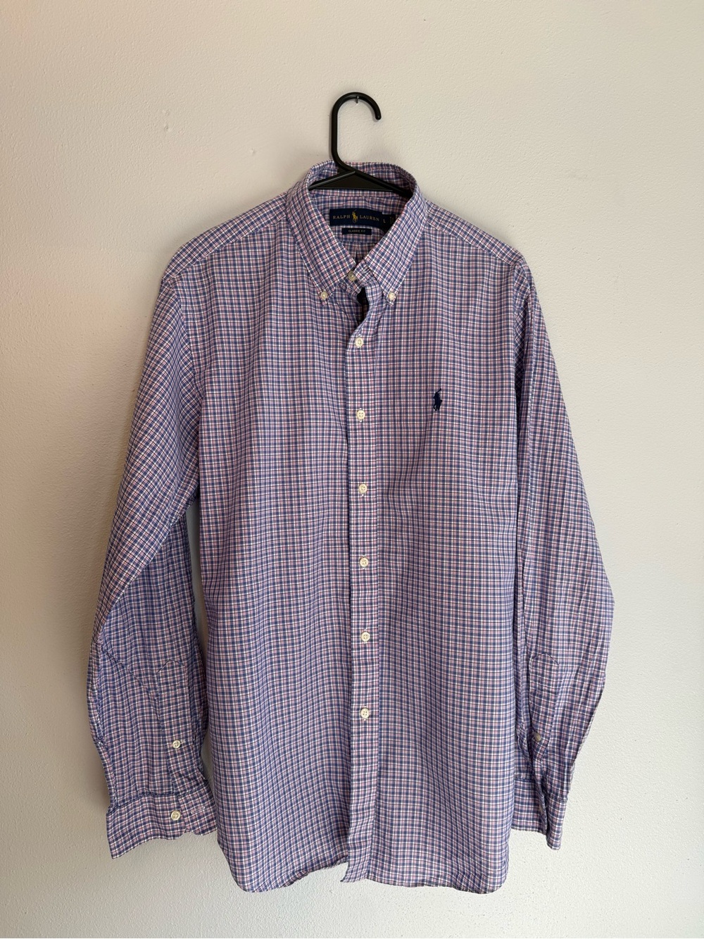 Ralph Lauren Men’s Purple & White Micro-Check Button-Down Shirt - L